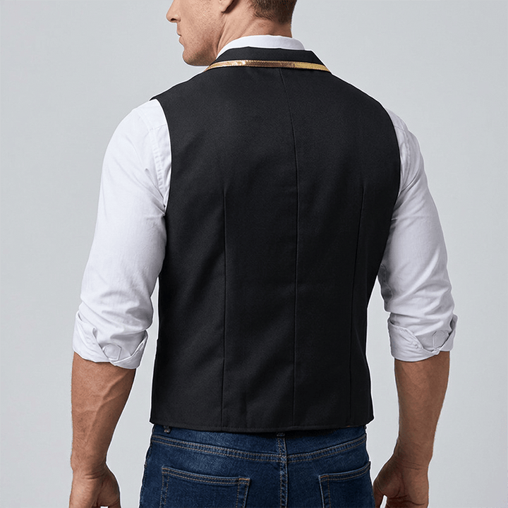 Gilet da uomo in stile vittoriano con finiture dorate, perfetto per un abito da corte britannico. - image 2