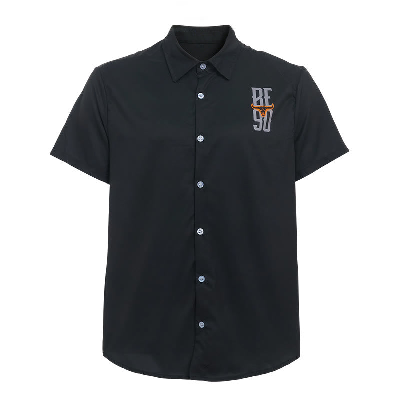 Camicia da uomo con stampa di teschio di toro in stile western e bandiera americana. - image 9