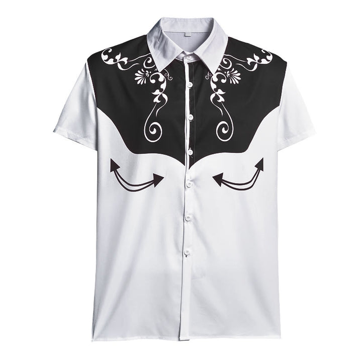 Camicia da uomo vintage western con stampa floreale e bottoni - image 15