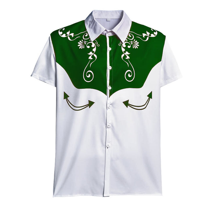 Camicia da uomo vintage western con stampa floreale e bottoni - image 17
