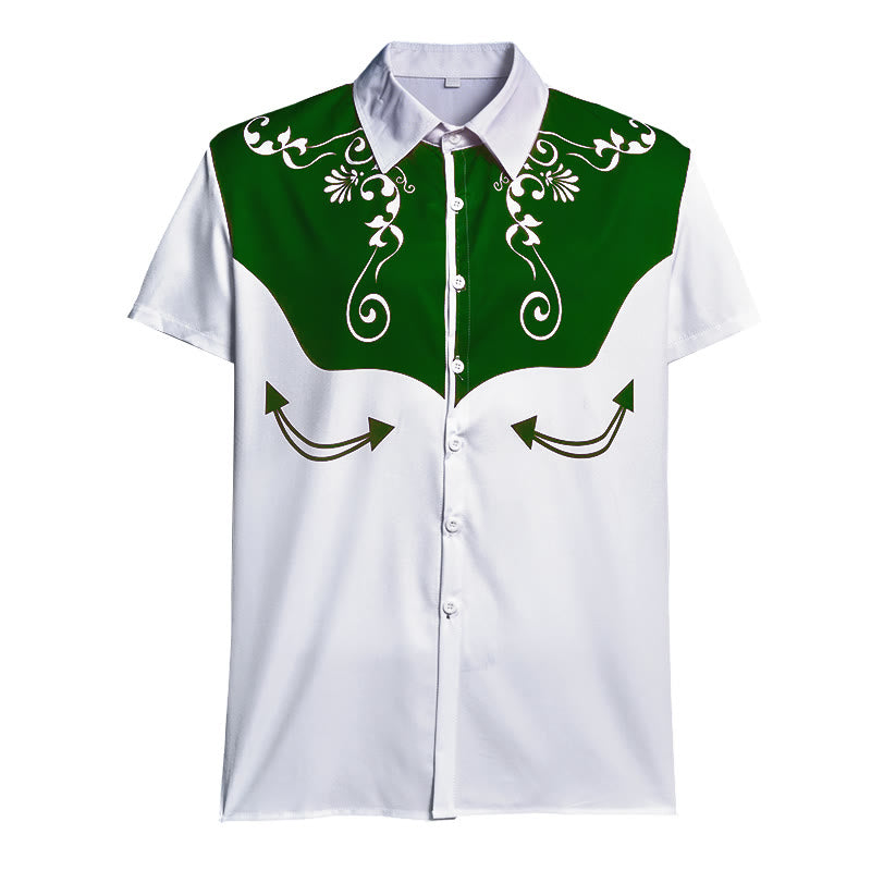Camicia da uomo vintage western con stampa floreale e bottoni - image 17