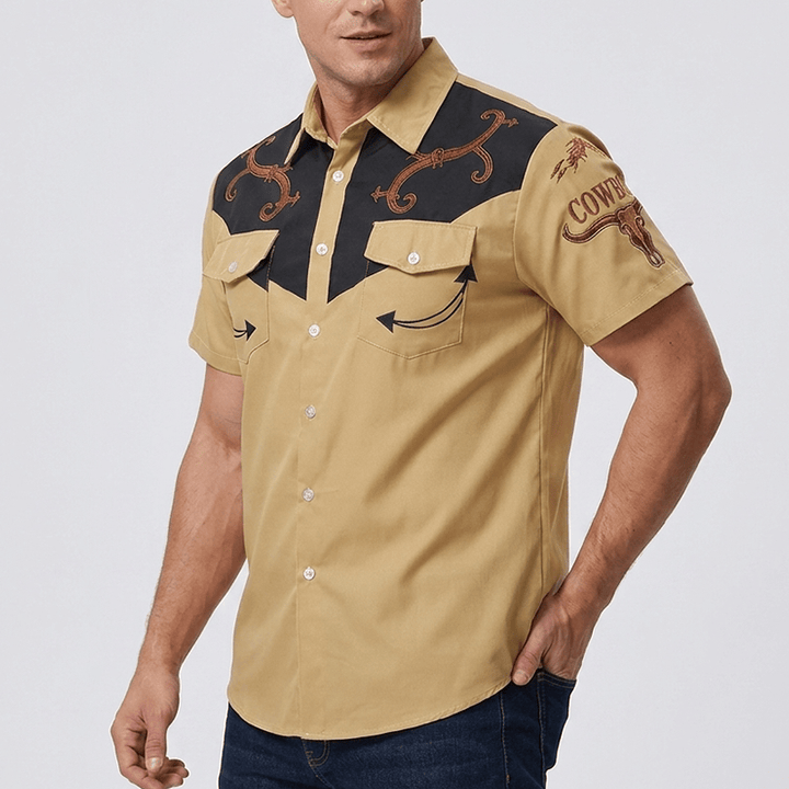 Camicia casual da uomo con motivo western etnico da cowboy - image 3