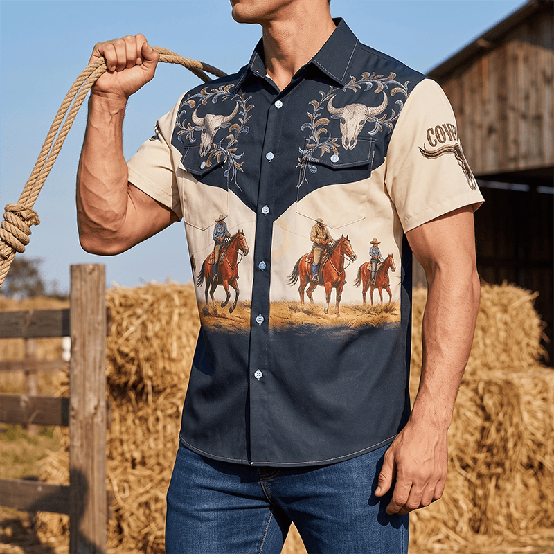Camicia da uomo Western Rodeo Cowboy Country Music Festival - Multicolore - 5XL - image 0