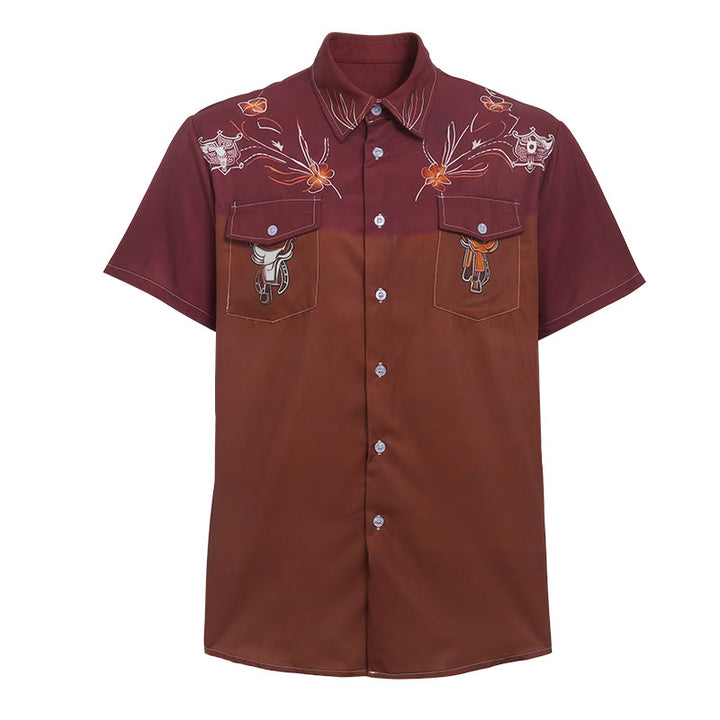 Camicia da uomo bicolore in stile streetwear western da cowboy - image 9