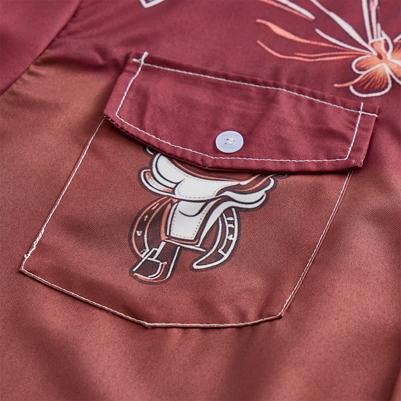 Camicia da uomo bicolore in stile streetwear western da cowboy - image 5