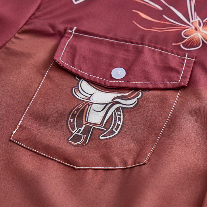 Camicia da uomo bicolore in stile streetwear western da cowboy - image 5