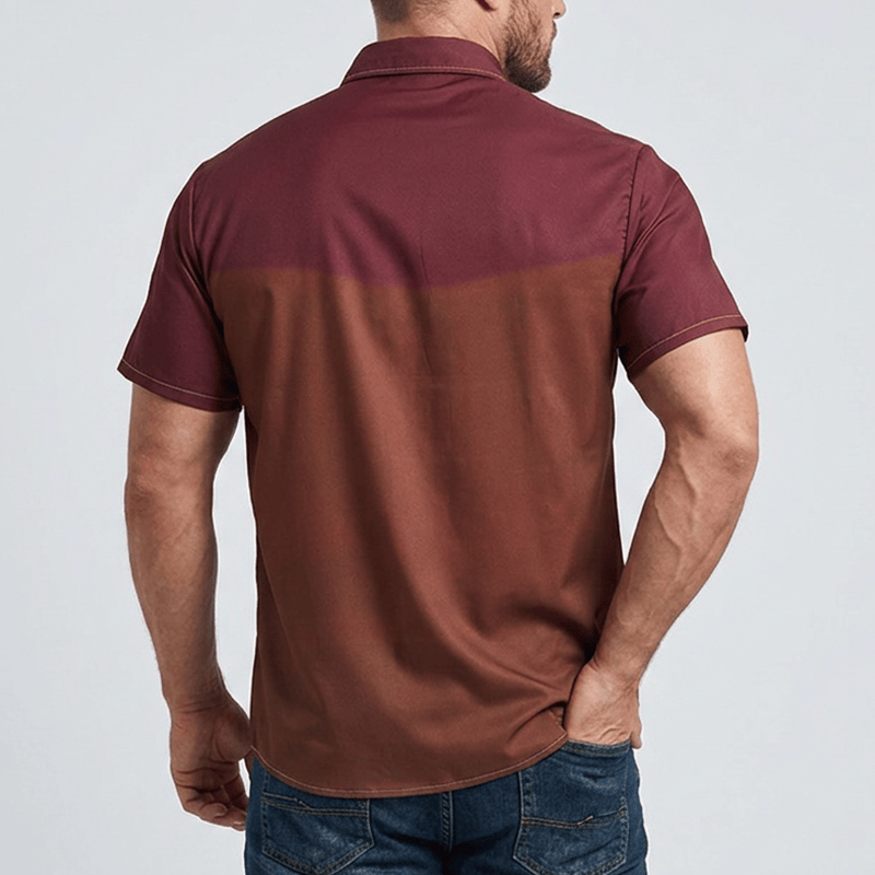 Camicia da uomo bicolore in stile streetwear western da cowboy - image 2