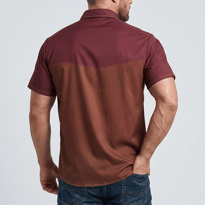 Camicia da uomo bicolore in stile streetwear western da cowboy - image 2