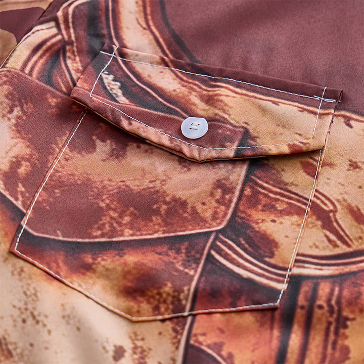 Camicia da uomo stile western/streetwear vintage con stampa effetto sella e effetto invecchiato - image 5
