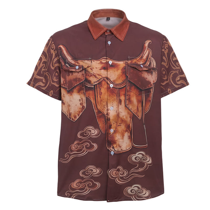 Camicia da uomo stile western/streetwear vintage con stampa effetto sella e effetto invecchiato - image 8