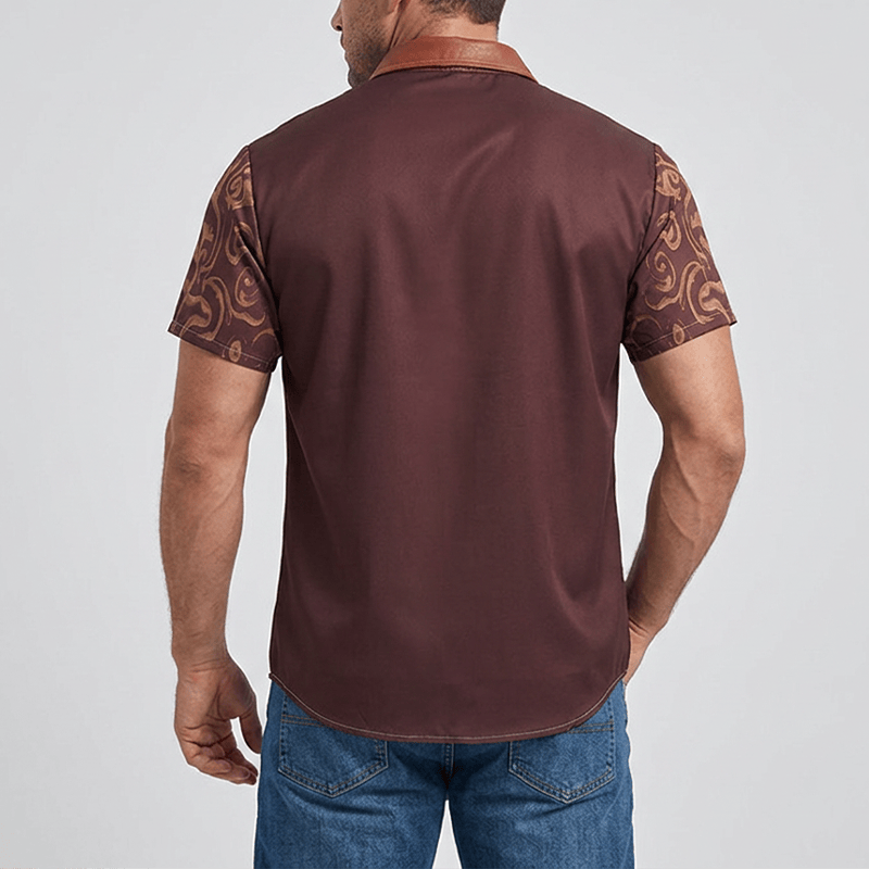 Camicia da uomo stile western/streetwear vintage con stampa effetto sella e effetto invecchiato - image 2
