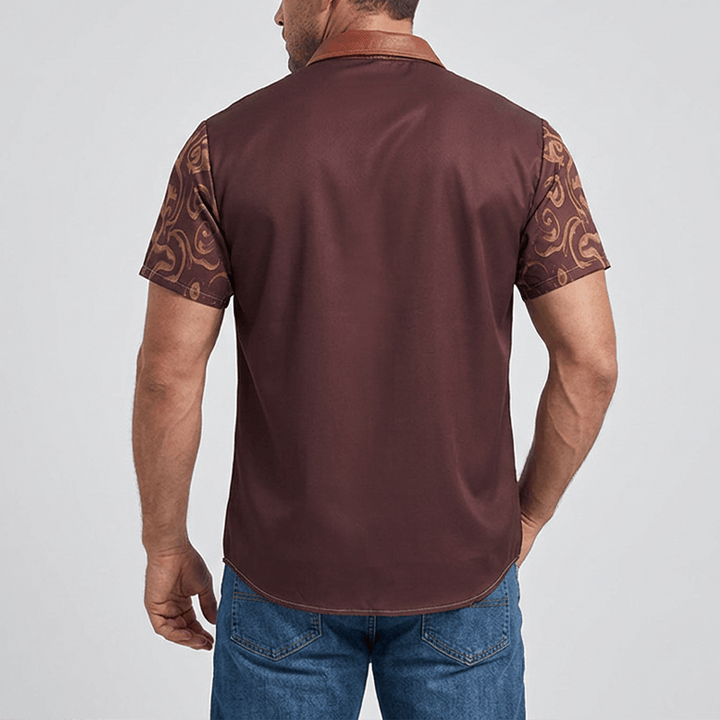 Camicia da uomo stile western/streetwear vintage con stampa effetto sella e effetto invecchiato - image 2