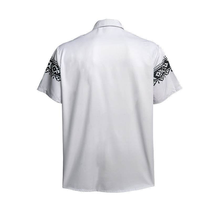 Camicia da uomo streetwear con stampa azteca western tribale e teschio di toro - image 10