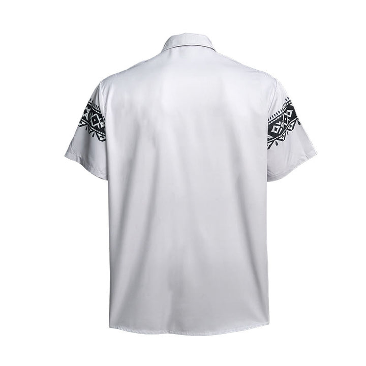 Camicia da uomo streetwear con stampa azteca western tribale e teschio di toro - image 10