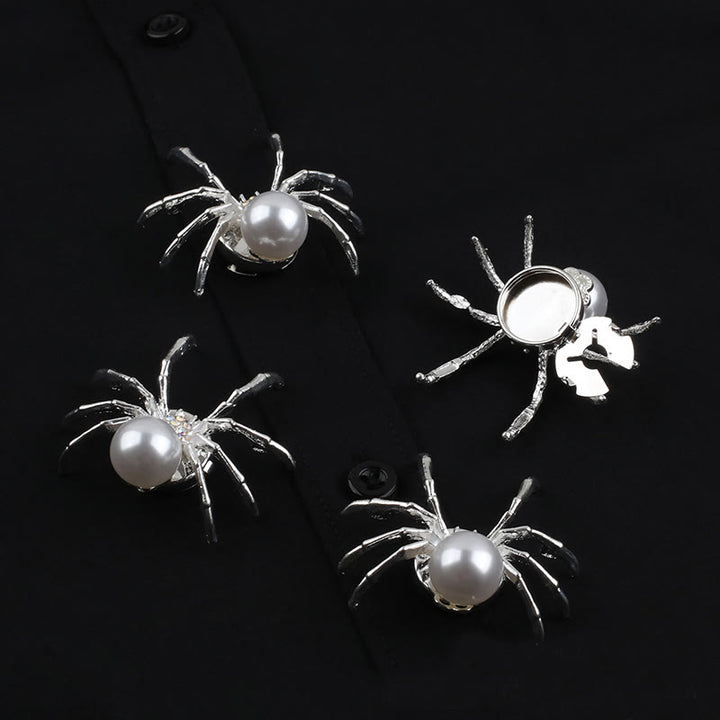 1 paio di copribottoni a scatto per camicia a forma di ragno con ragnatela di perle - image 6