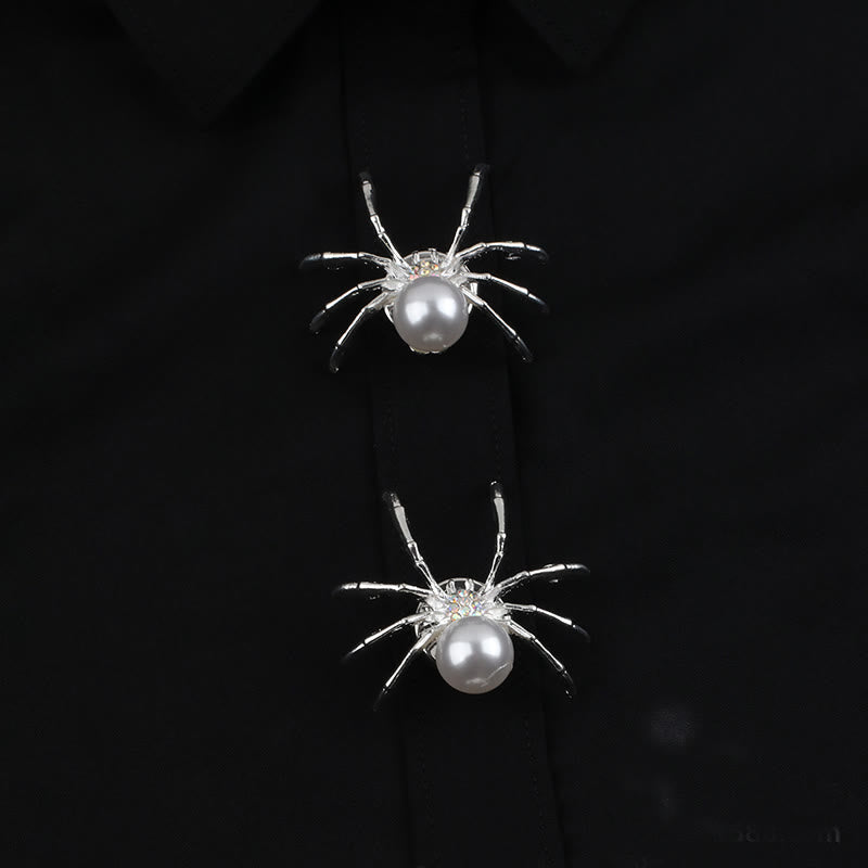 1 paio di copribottoni a scatto per camicia a forma di ragno con ragnatela di perle - image 4