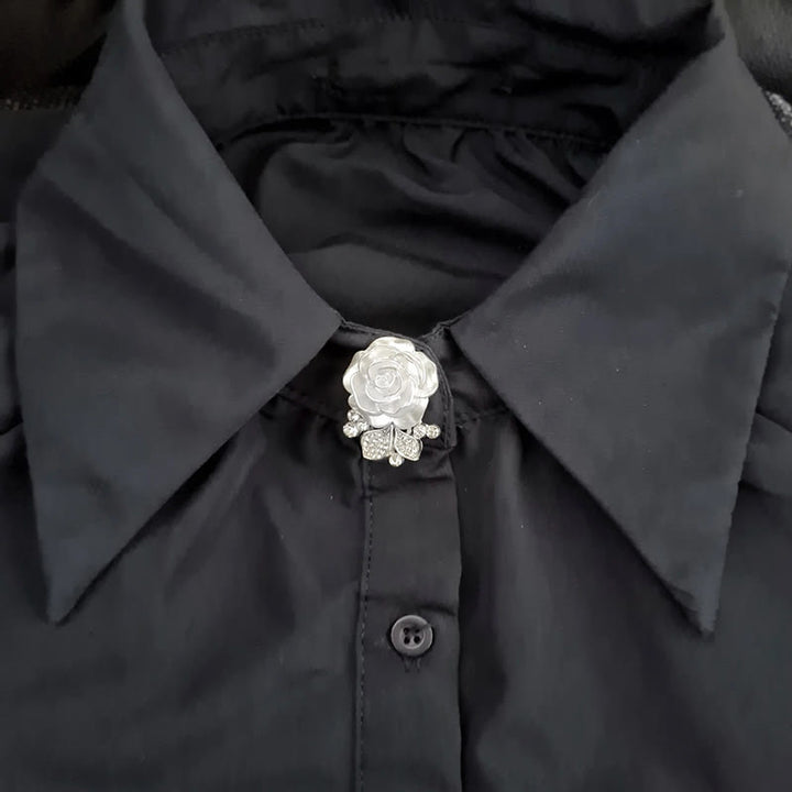 1 paio di copribottoni per camicia a forma di insetto con rose bianche eterne, da applicare con un bottone a pressione. - image 1