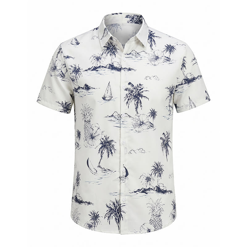 Camicia da uomo a maniche corte con stampa di isole tropicali per le vacanze estive. - image 9