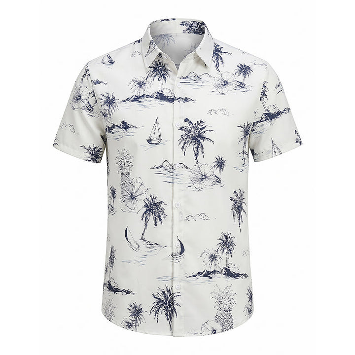Camicia da uomo a maniche corte con stampa di isole tropicali per le vacanze estive. - image 9