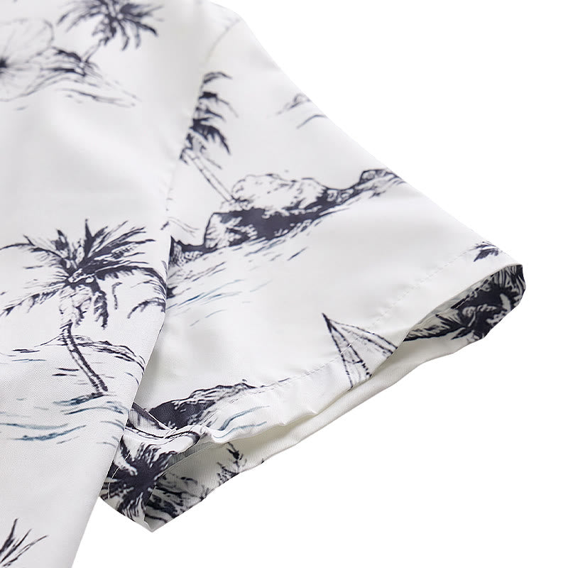 Camicia da uomo a maniche corte con stampa di isole tropicali per le vacanze estive. - image 8