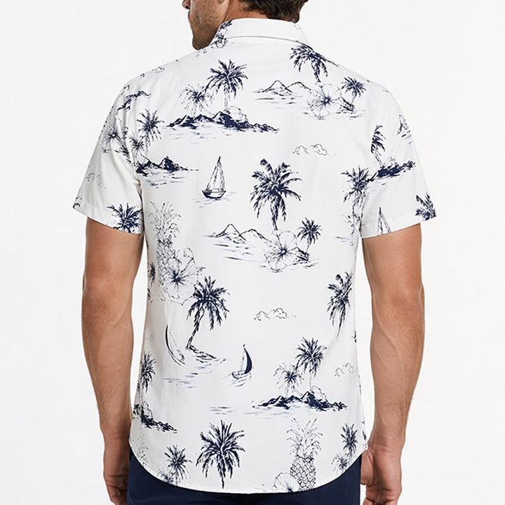 Camicia da uomo a maniche corte con stampa di isole tropicali per le vacanze estive. - image 2
