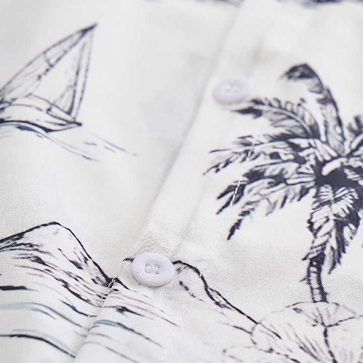 Camicia da uomo a maniche corte con stampa di isole tropicali per le vacanze estive. - image 5
