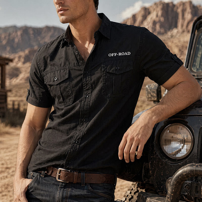Camicia da lavoro tattica militare da uomo per fuoristrada in cotone - Nero - 5XL - image 4