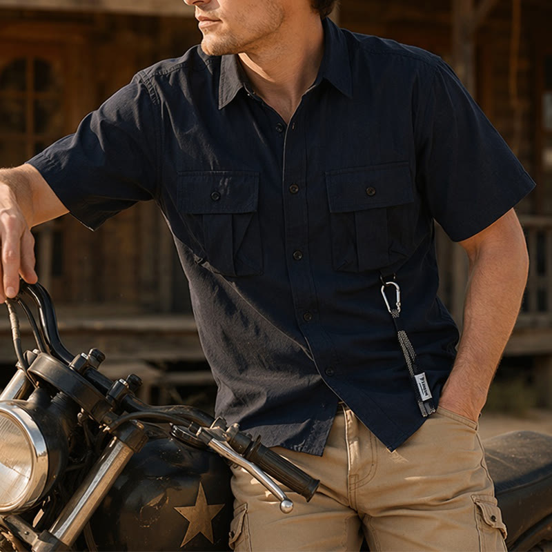 Camicia da lavoro da uomo oversize con cinturino removibile - Nero - 5XL - image 3