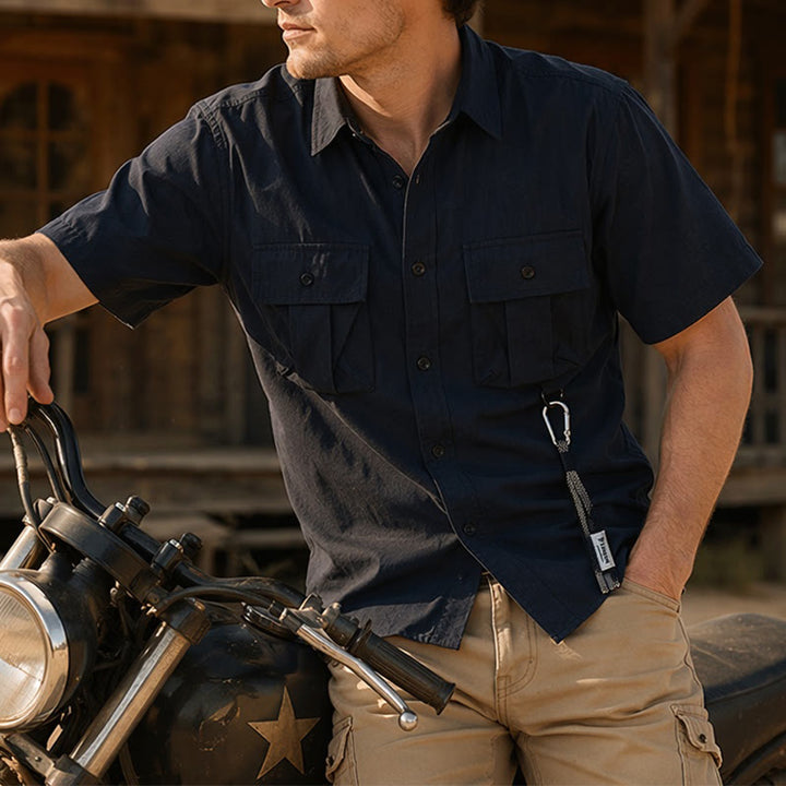 Camicia da lavoro da uomo oversize con cinturino removibile - Nero - 5XL - image 3