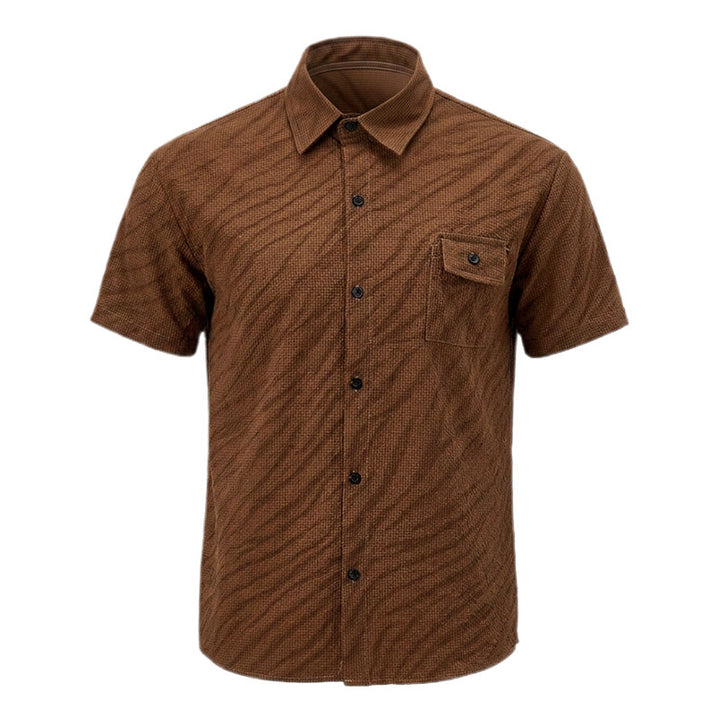 Camicia da lavoro da uomo oversize in seersucker marrone - image 9