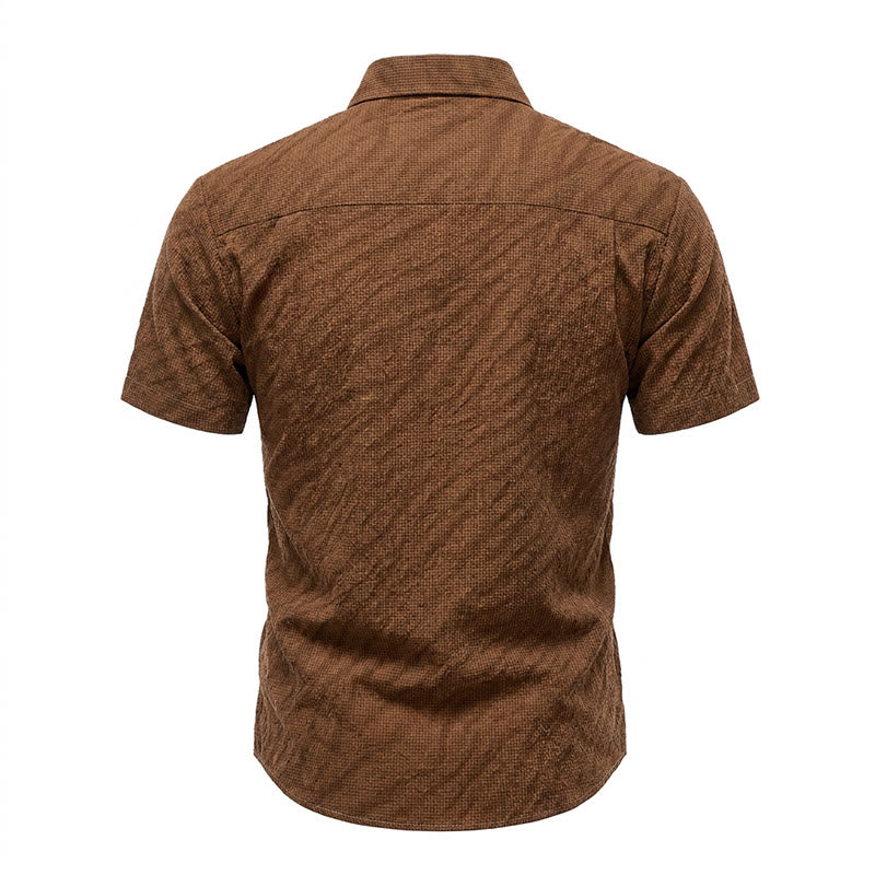 Camicia da lavoro da uomo oversize in seersucker marrone - image 10