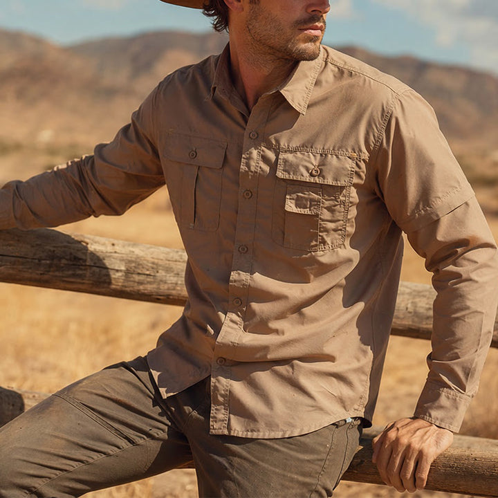 Camicia da lavoro tattica da uomo con maniche rimovibili tramite cerniera - image 5