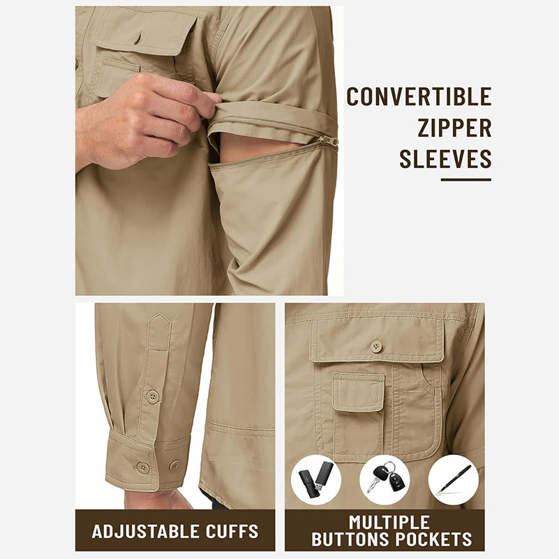 Camicia da lavoro tattica da uomo con maniche rimovibili tramite cerniera - image 6