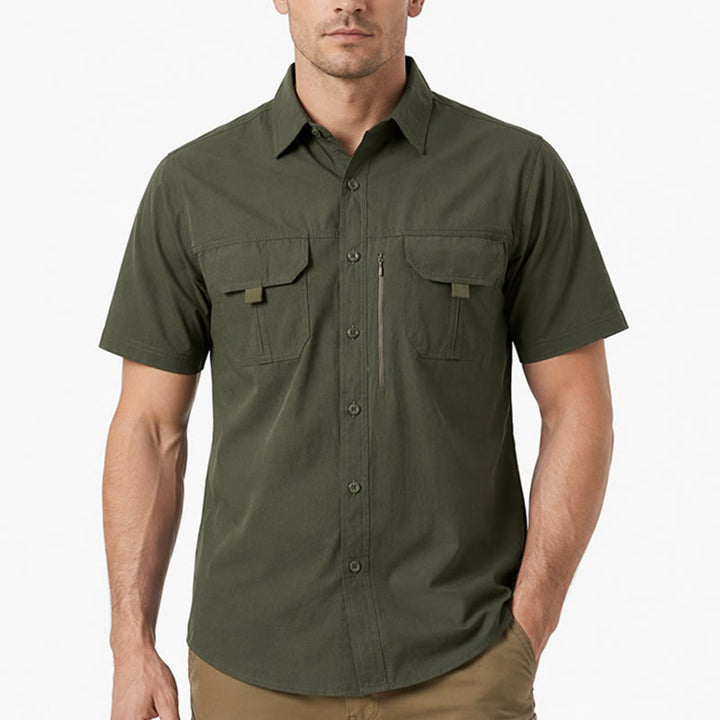 Camicia da lavoro estiva da uomo con multitasche per attività all'aperto. - image 1