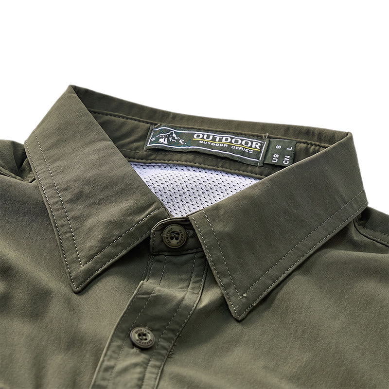 Camicia da lavoro estiva da uomo con multitasche per attività all'aperto. - image 7