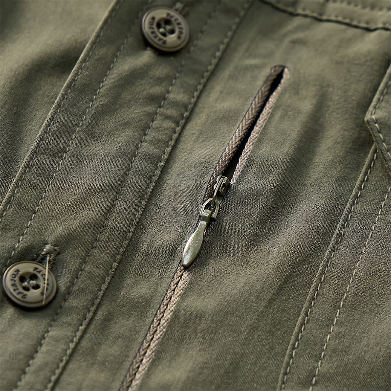 Camicia da lavoro estiva da uomo con multitasche per attività all'aperto. - image 8