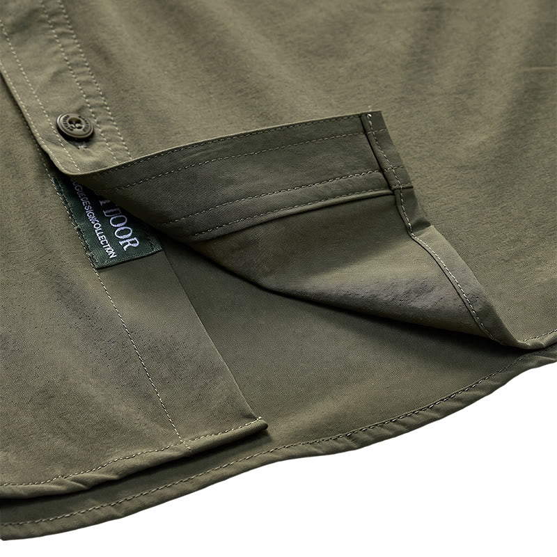 Camicia da lavoro estiva da uomo con multitasche per attività all'aperto. - image 9