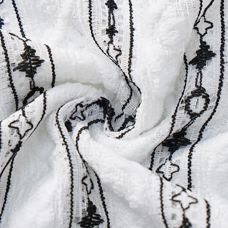 Camicia in cotone con colletto alla cubana e motivo a righe verticali geometriche - image 5