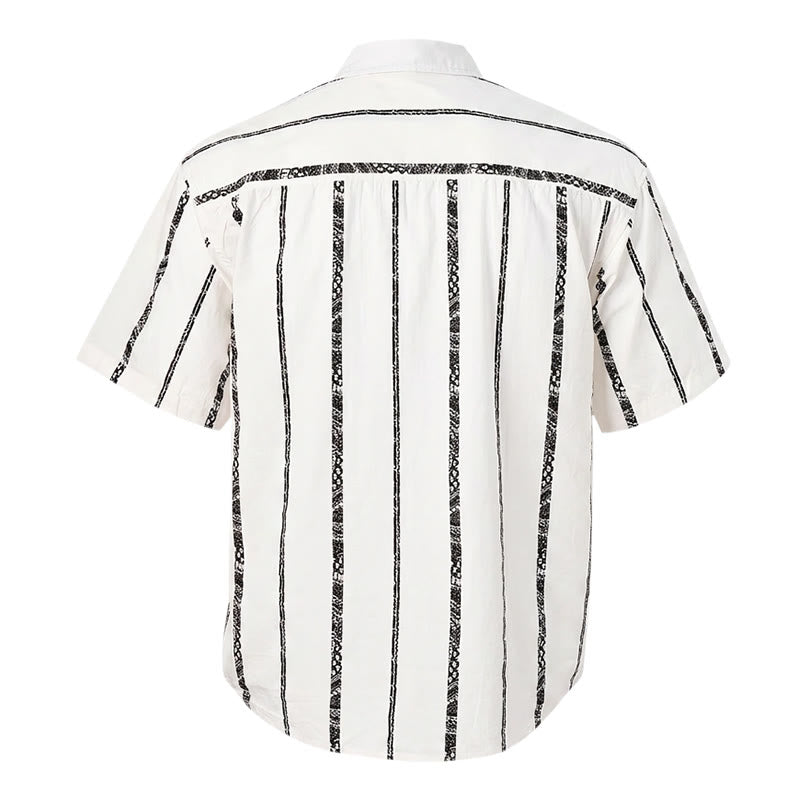 Camicia estiva leggera in cotone con stampa a righe tribali di tendenza - image 11