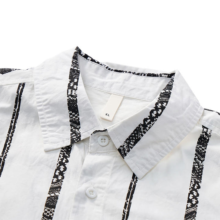 Camicia estiva leggera in cotone con stampa a righe tribali di tendenza - image 5