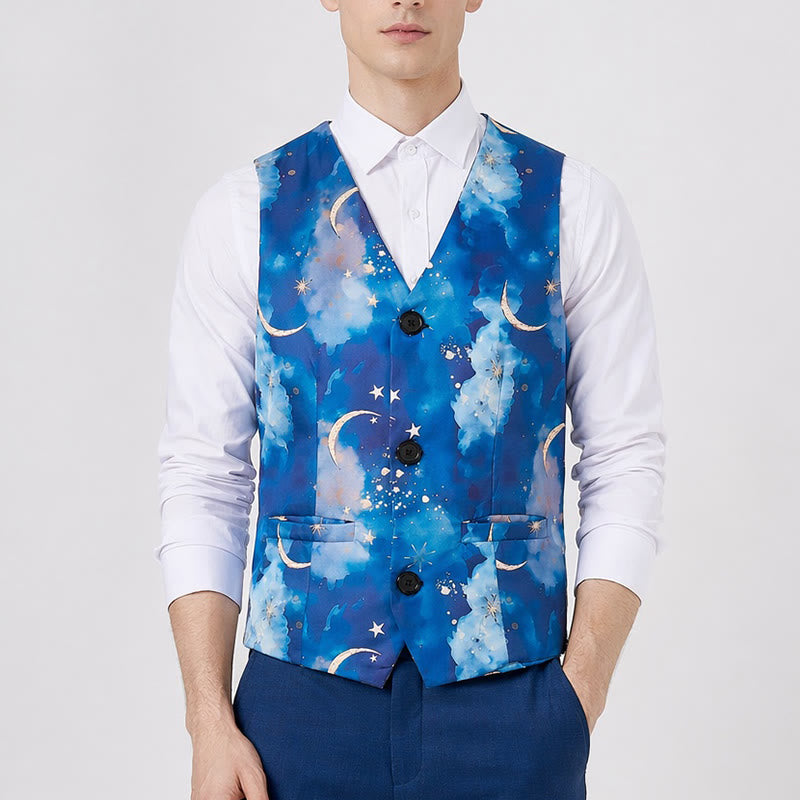 Gilet da uomo elegante con stampa Notte stellata, perfetto per feste. - image 1