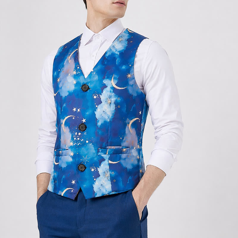 Gilet da uomo elegante con stampa Notte stellata, perfetto per feste. - image 3
