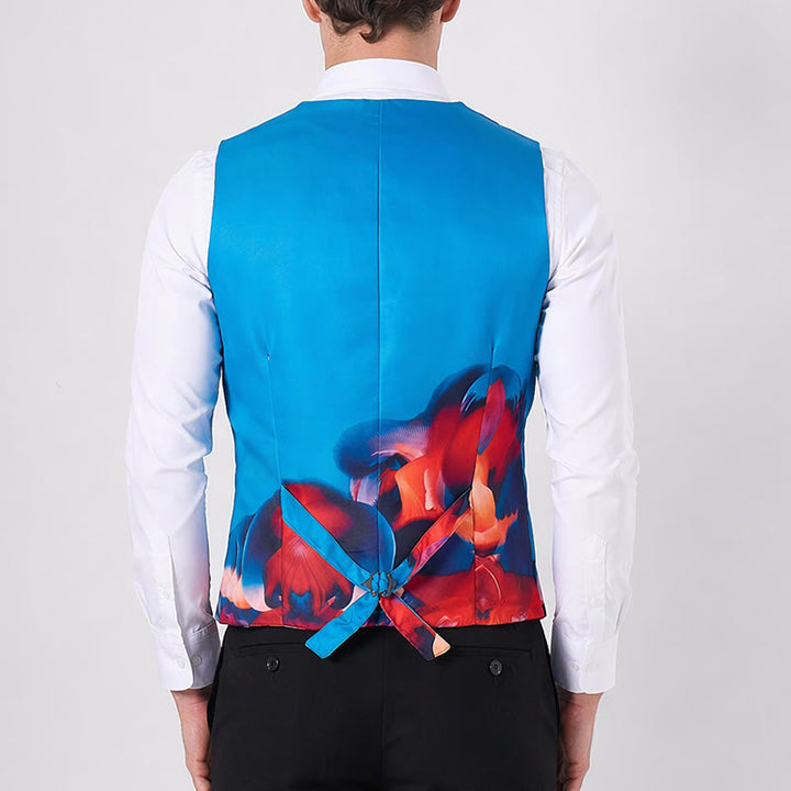 Gilet da uomo con stampa artistica astratta e blocchi di colore - image 2