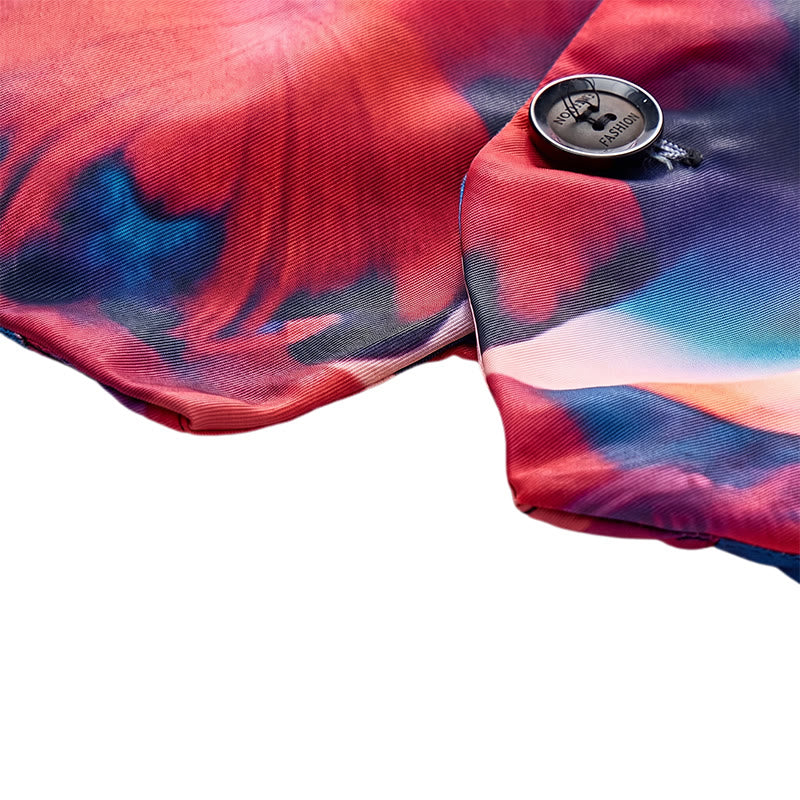 Gilet da uomo con stampa artistica astratta e blocchi di colore - image 7