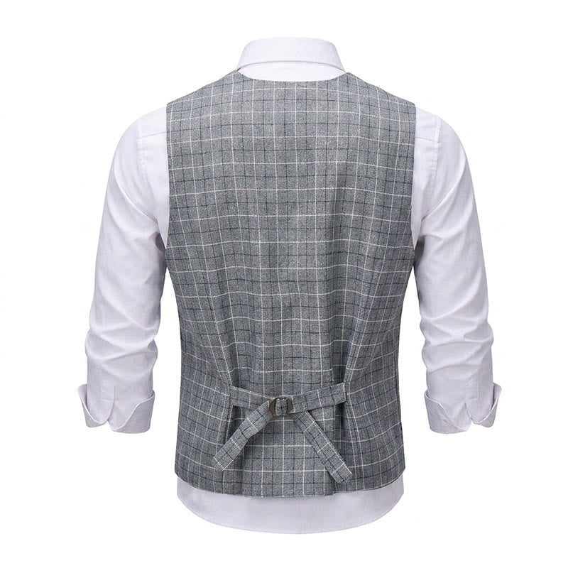Gilet da uomo grigio a quadri per abito formale da lavoro - image 11