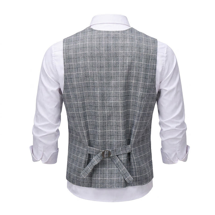 Gilet da uomo grigio a quadri per abito formale da lavoro - image 11