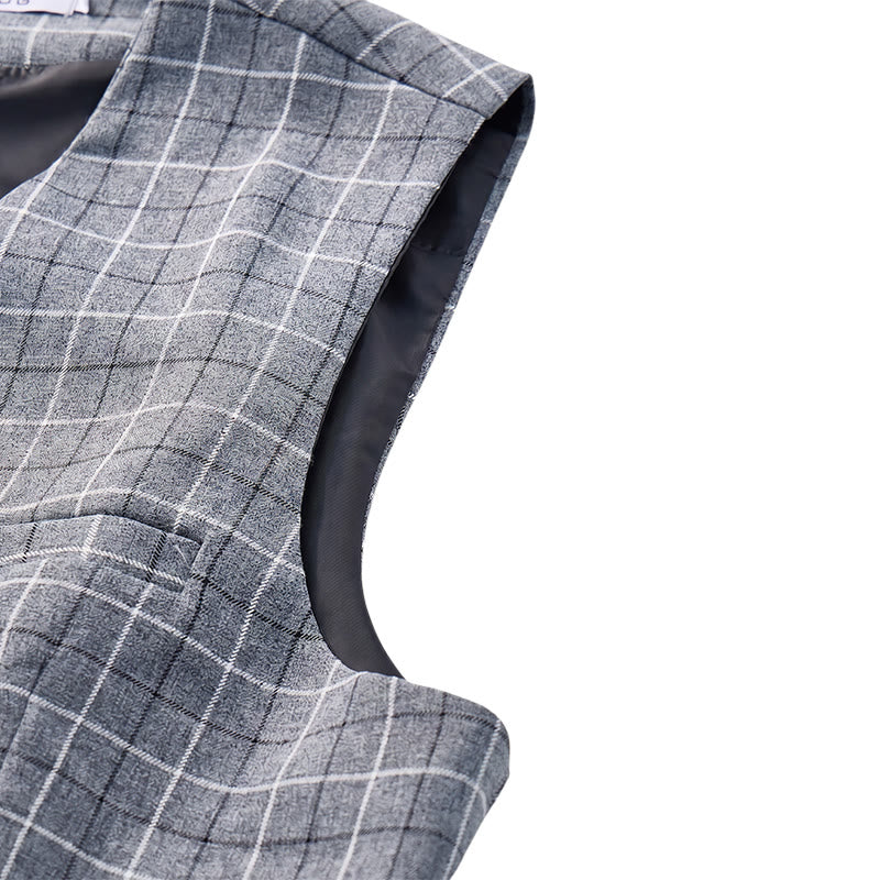 Gilet da uomo grigio a quadri per abito formale da lavoro - image 9