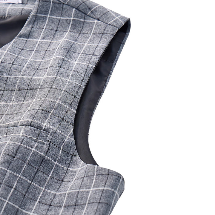 Gilet da uomo grigio a quadri per abito formale da lavoro - image 9