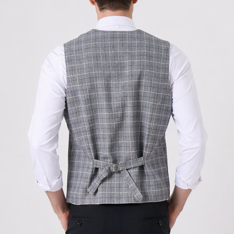 Gilet da uomo grigio a quadri per abito formale da lavoro - image 2