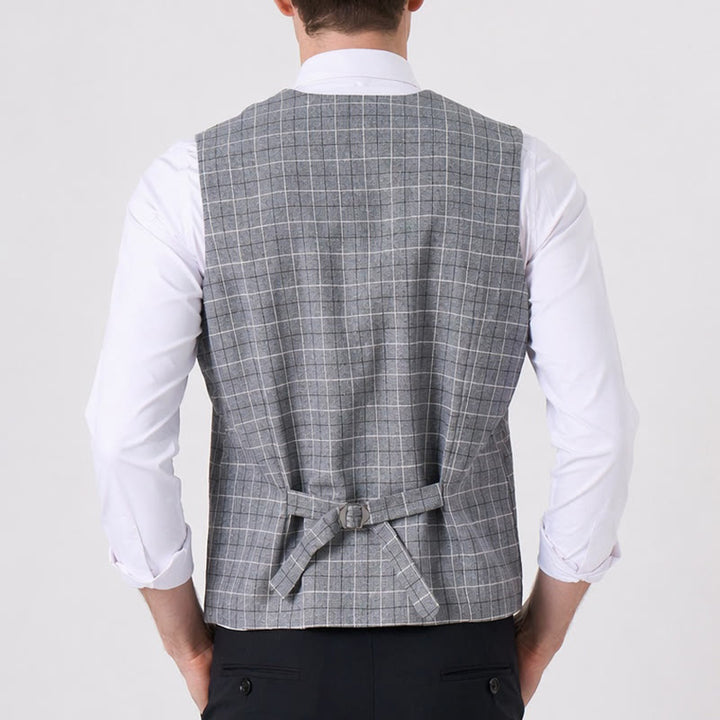 Gilet da uomo grigio a quadri per abito formale da lavoro - image 2